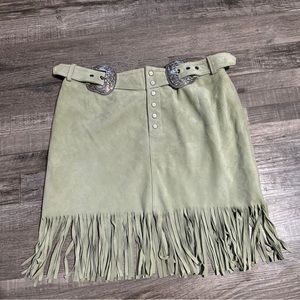 Double D Ranch fringed Buckles Mini skirt